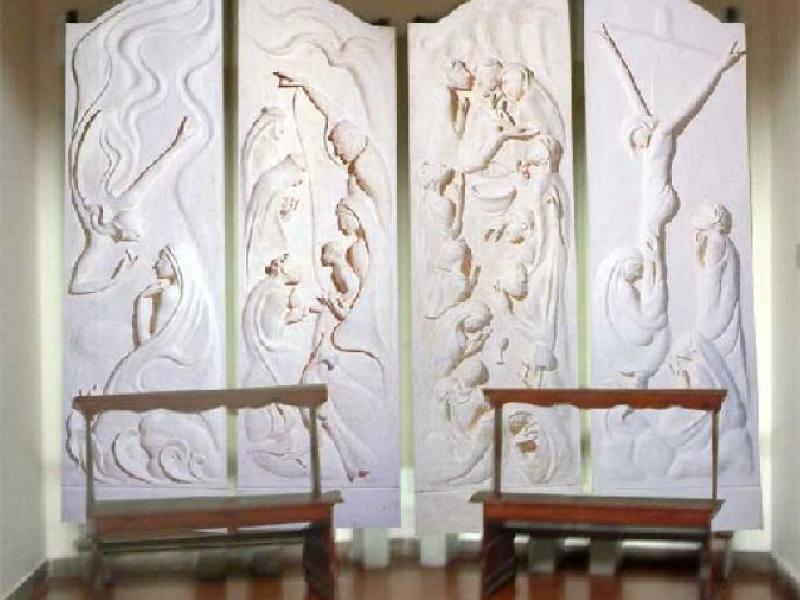 A. Manzi Calchi in gesso per porta Bronzea Annunciazione, La Natività, Ultima cena, Crocifissione (1977) ( (Chiesa della Natività di Lastra a Signa)