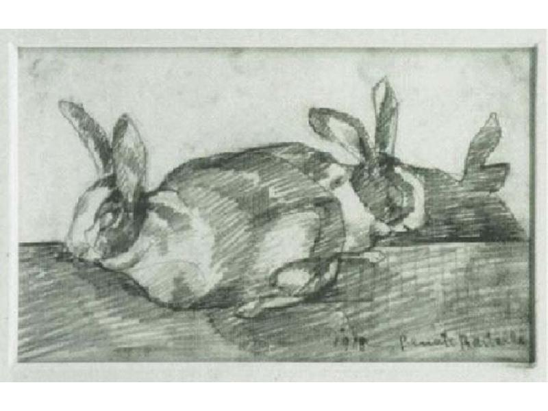 Conigli,1918,<br> matita su carta,<br> mm. 116x170