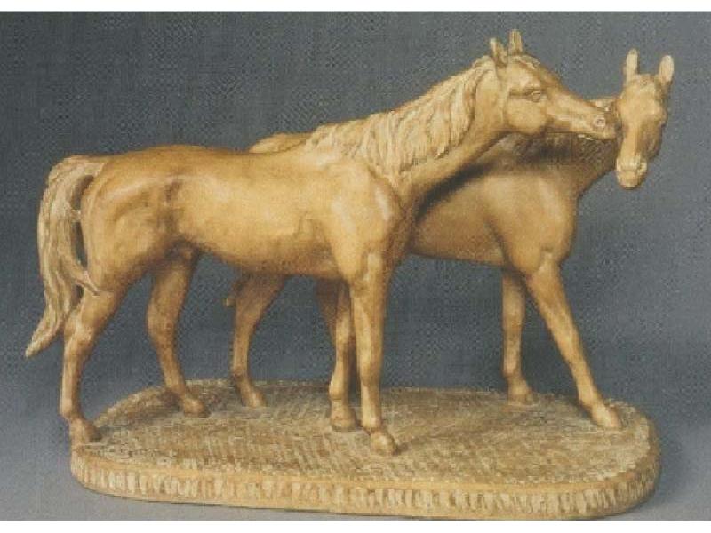 Cavalli, anni Cinquanta, terracotta patinata, cm. 28