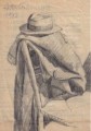 Pastrano e cappello, 1948. Matita su carta, cm 22x14,5